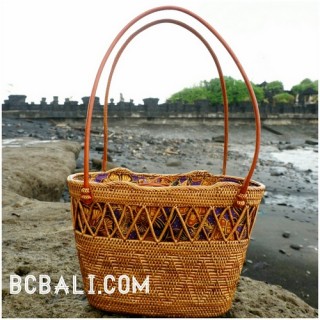 ethnic style full handmade ata rattan women handbag bali